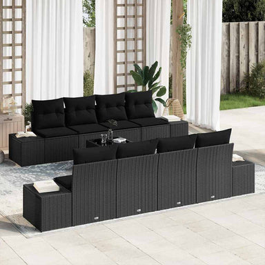 Tuin Sofa Set 7 st Zwart poly rattan