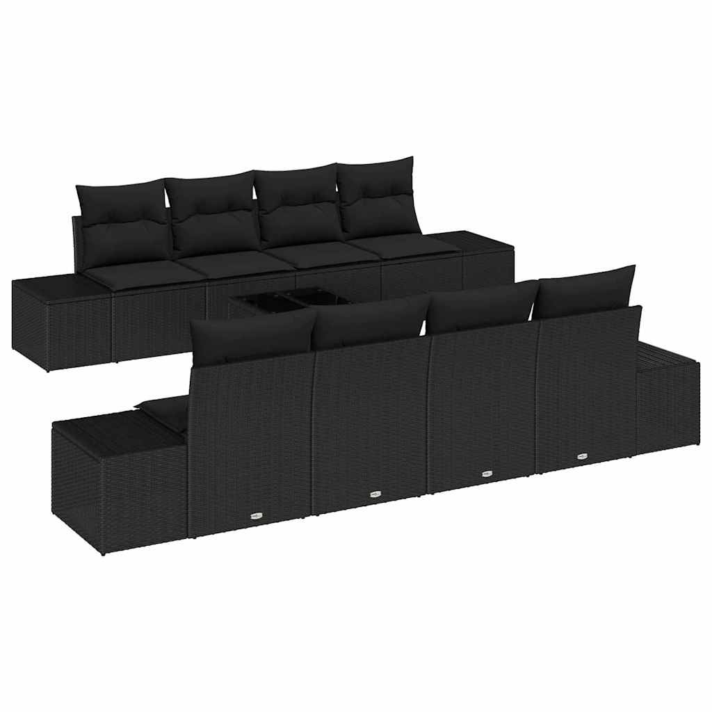 Tuin Sofa Set 7 st Zwart poly rattan