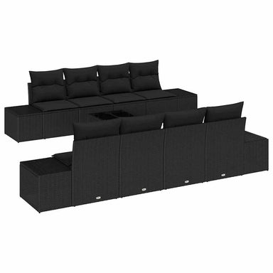 Tuin Sofa Set 7 st Zwart poly rattan
