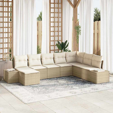 Tuin Sofa Set 8 st Beige poly rattan