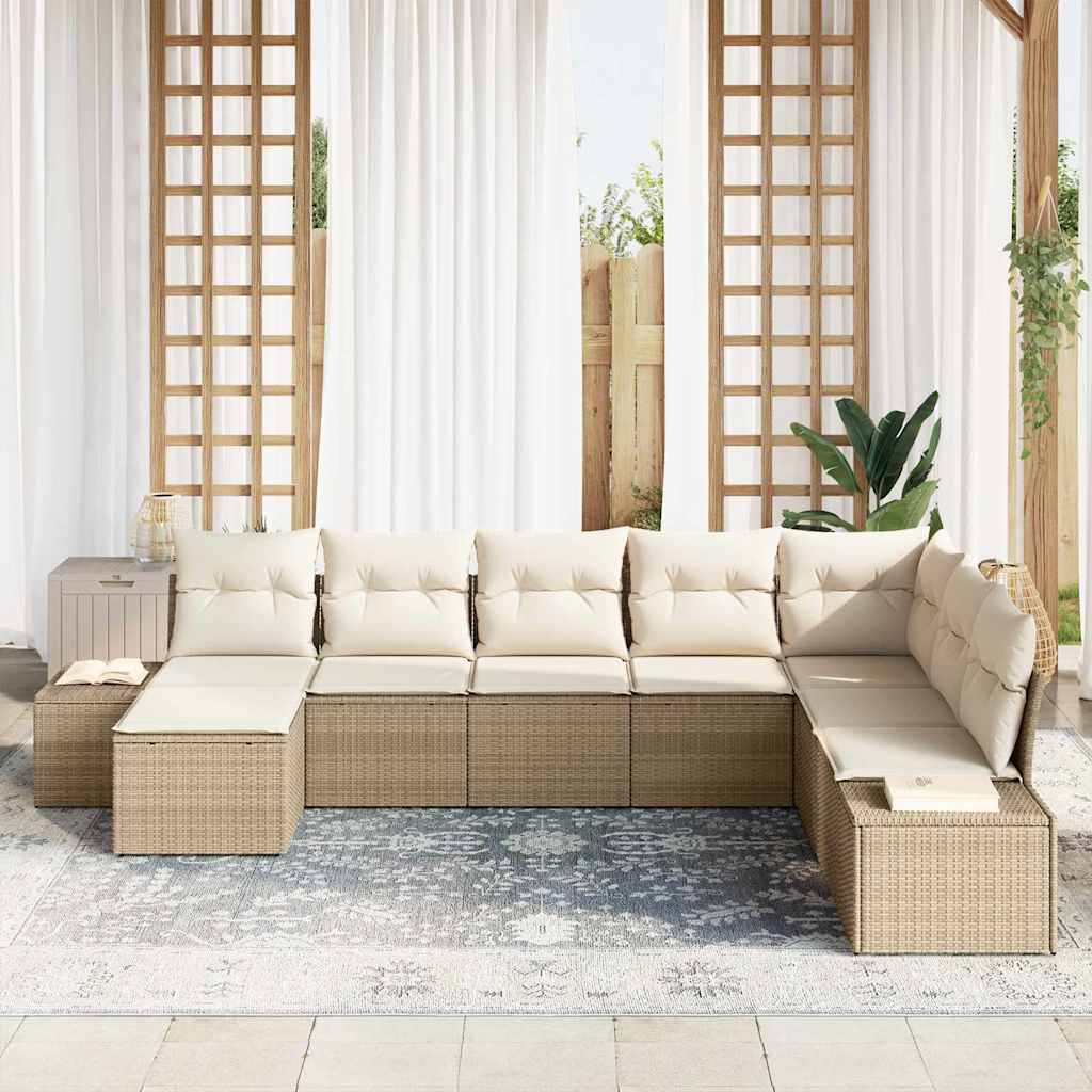Tuin Sofa Set 8 st Beige poly rattan