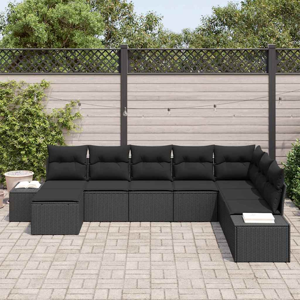 Tuin Sofa Set 8 st Zwart poly rattan