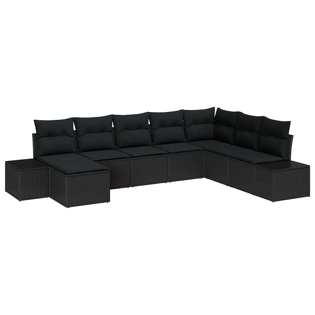 Tuin Sofa Set 8 st Zwart poly rattan