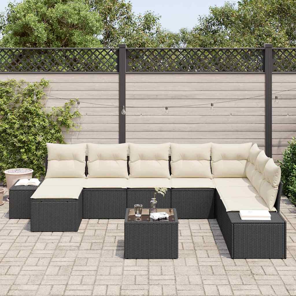 Tuin Sofa Set 9 st Zwart poly rattan