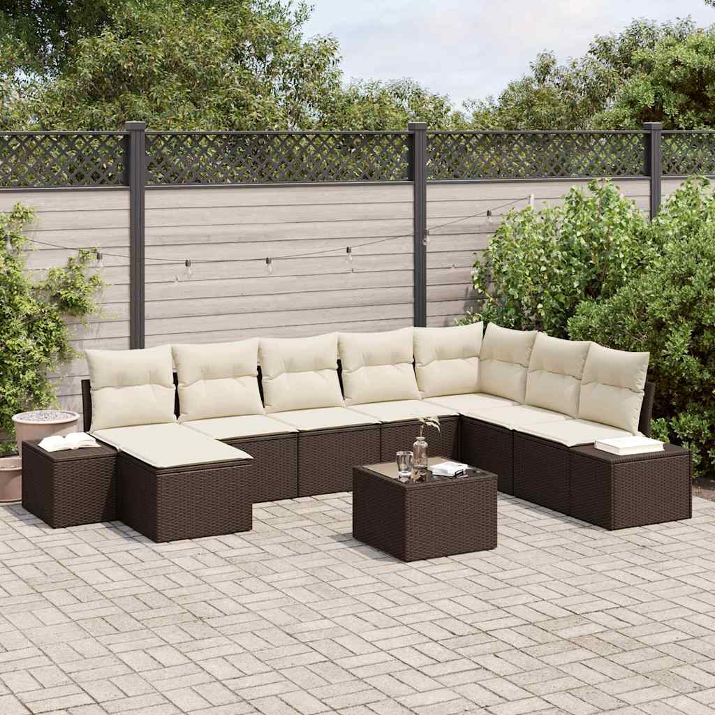 Tuin Sofa Set 9 st Bruin poly rattan