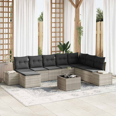 Tuin Sofa Set 9 st Lichtgrijs poly rattan