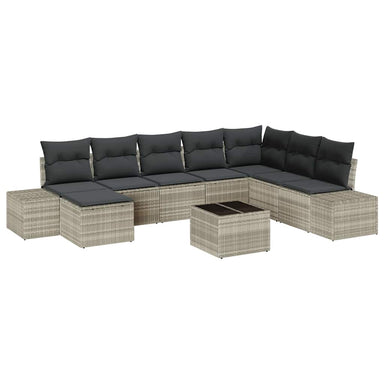 Tuin Sofa Set 9 st Lichtgrijs poly rattan