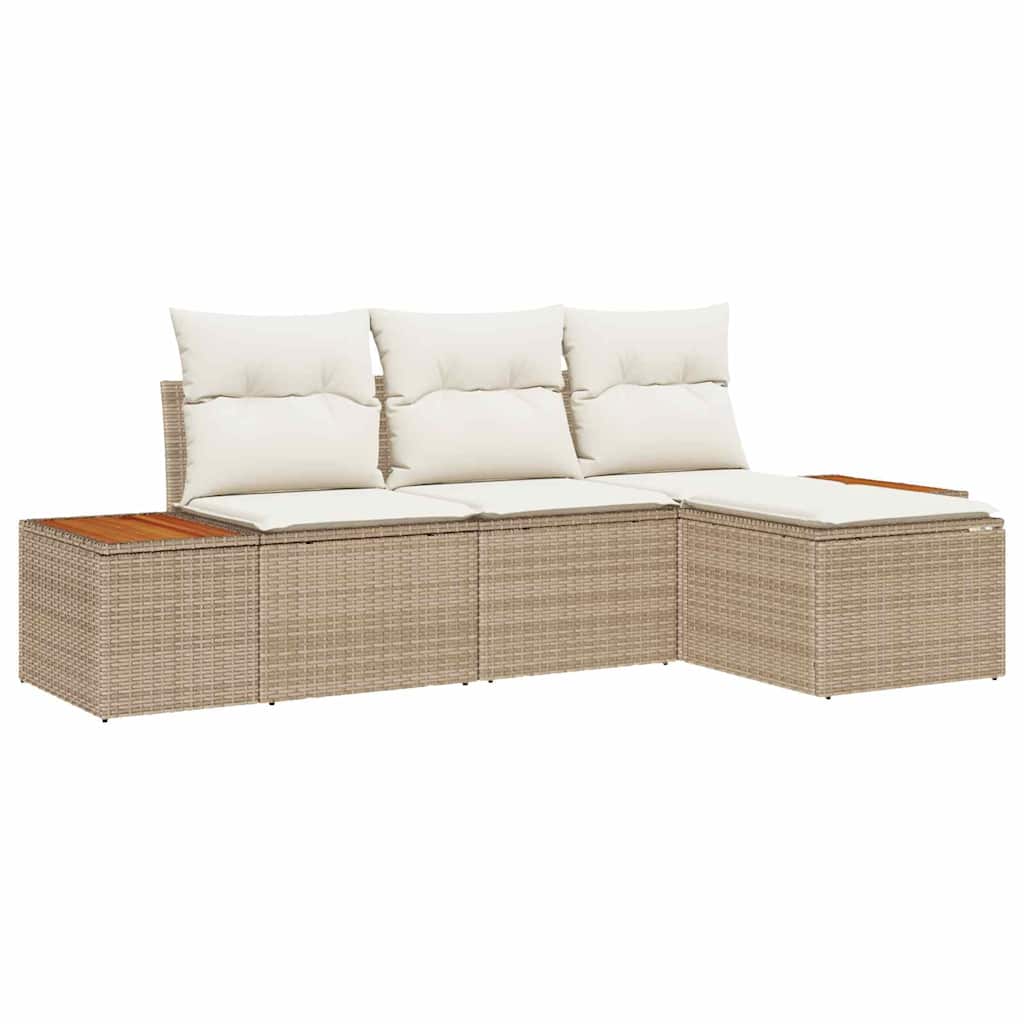Tuin Sofa Set 4 st Beige poly rattan