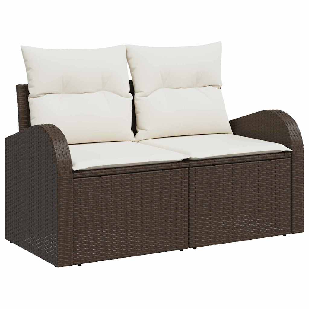 Tuin Sofa Set 6 st Bruin en Crème poly rattan