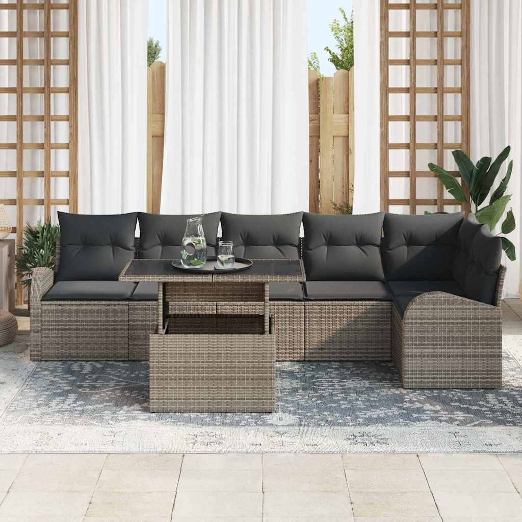 Tuin Sofa Set 7 st Grijs poly rattan