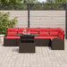 Tuin Sofa Set 7 st 6-Aantal zitplaatsen Bruin en Rood