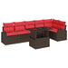 Tuin Sofa Set 7 st 6-Aantal zitplaatsen Bruin en Rood