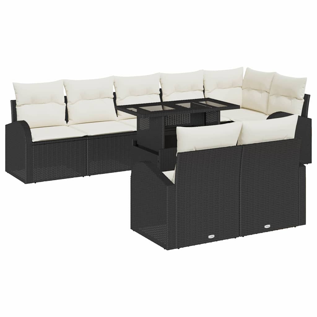 Tuin Sofa Set 9 st Zwart en Crème poly rattan