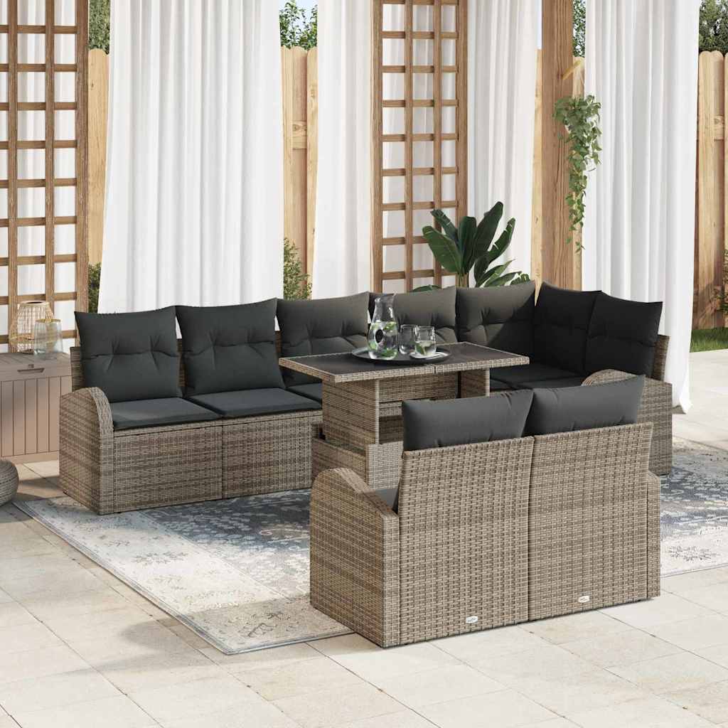 Tuin Sofa Set 9 st Grijs poly rattan