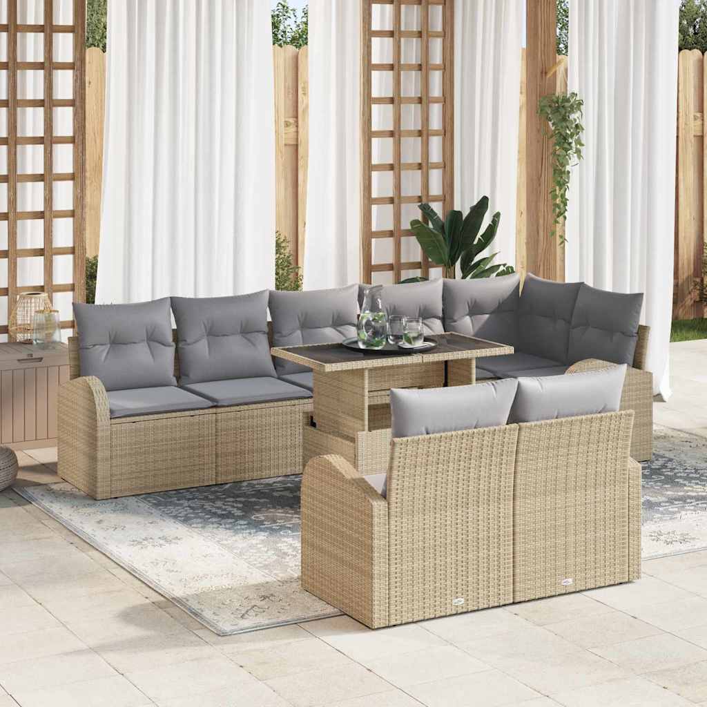 Tuin Sofa Set 9 st Beige en Licht Grijs poly rattan