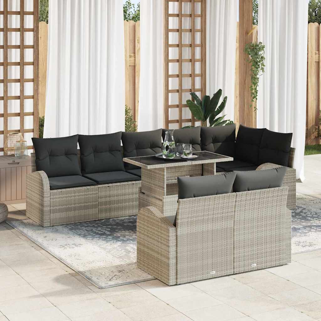 Tuin Sofa Set 9 st Lichtgrijs poly rattan