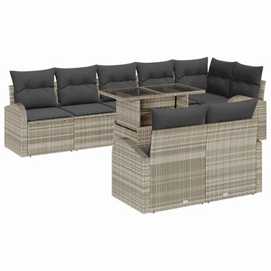 Tuin Sofa Set 9 st Lichtgrijs poly rattan