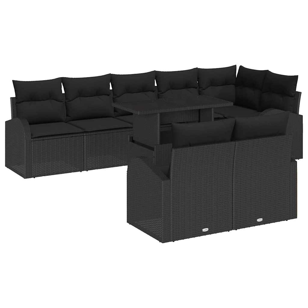 Tuin Sofa Set 9 st Zwart poly rattan