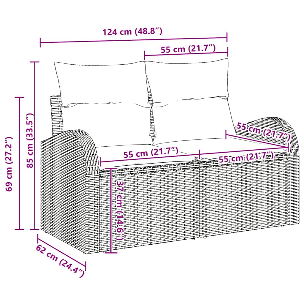 Tuin Sofa Set met kussen 7 pcs Zwart en crème
