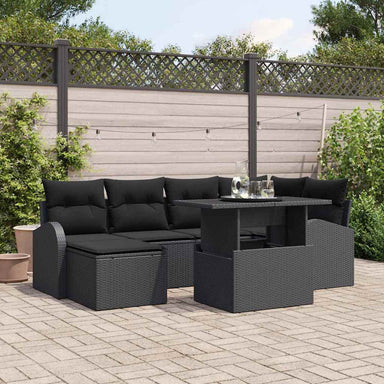 Tuin Sofa Set 7 st Zwart poly rattan