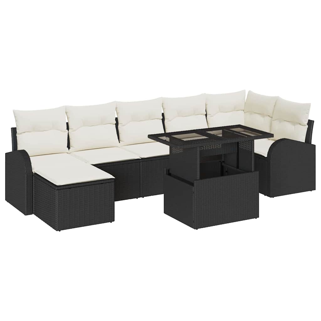 Tuin Sofa Set 8 st Zwart en Crème poly rattan
