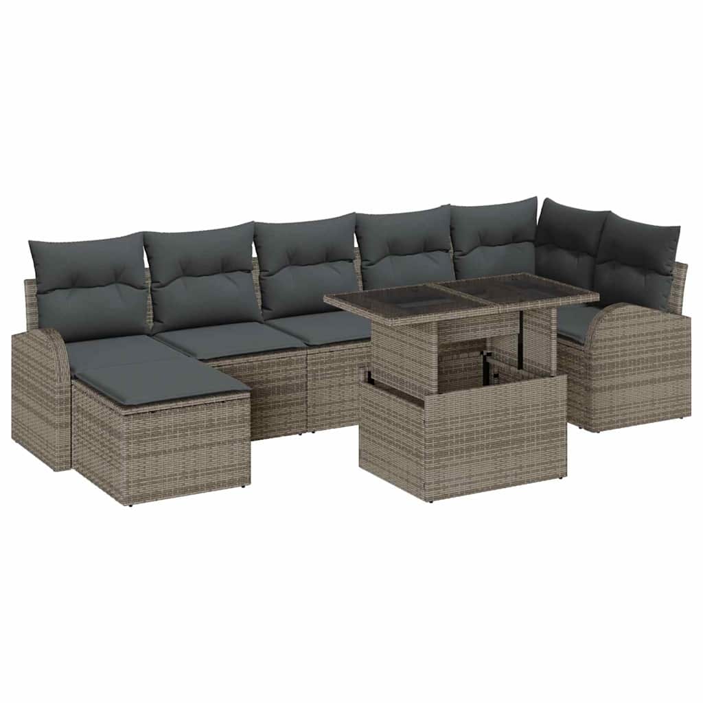 Tuin Sofa Set 8 st Grijs poly rattan