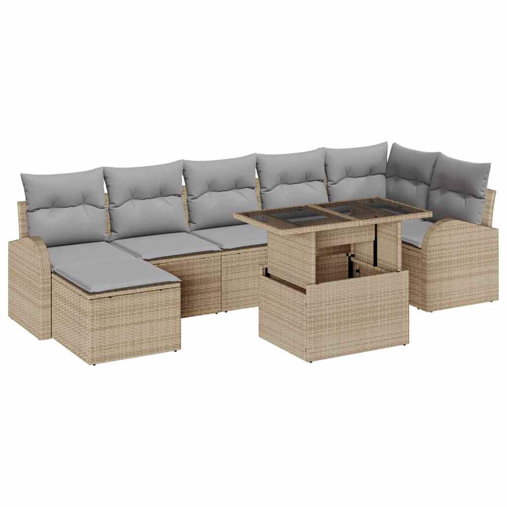 Tuin Sofa Set 8 st Beige en Licht Grijs poly rattan