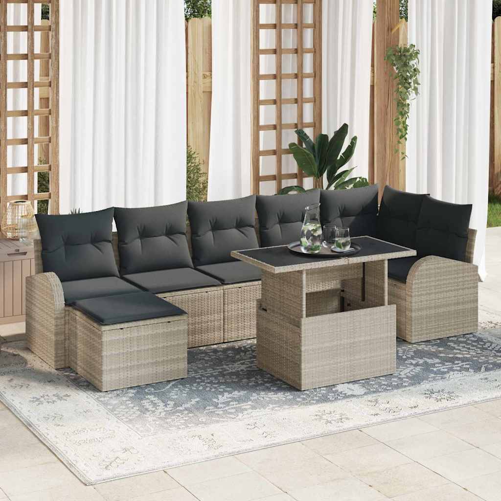 Tuin Sofa Set 8 st Lichtgrijs poly rattan