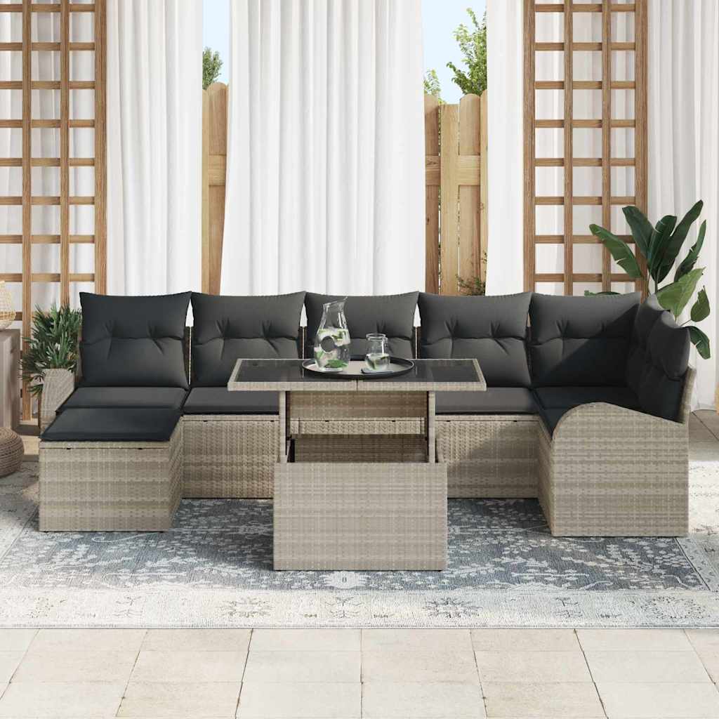 Tuin Sofa Set 8 st Lichtgrijs poly rattan