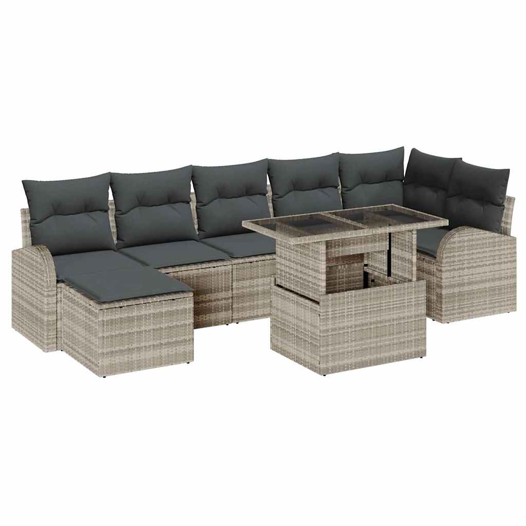 Tuin Sofa Set 8 st Lichtgrijs poly rattan