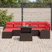 Tuin Sofa Set 8 st Bruin en Rood poly rattan