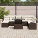 Tuin Sofa Set 9 st Bruin en Crème poly rattan