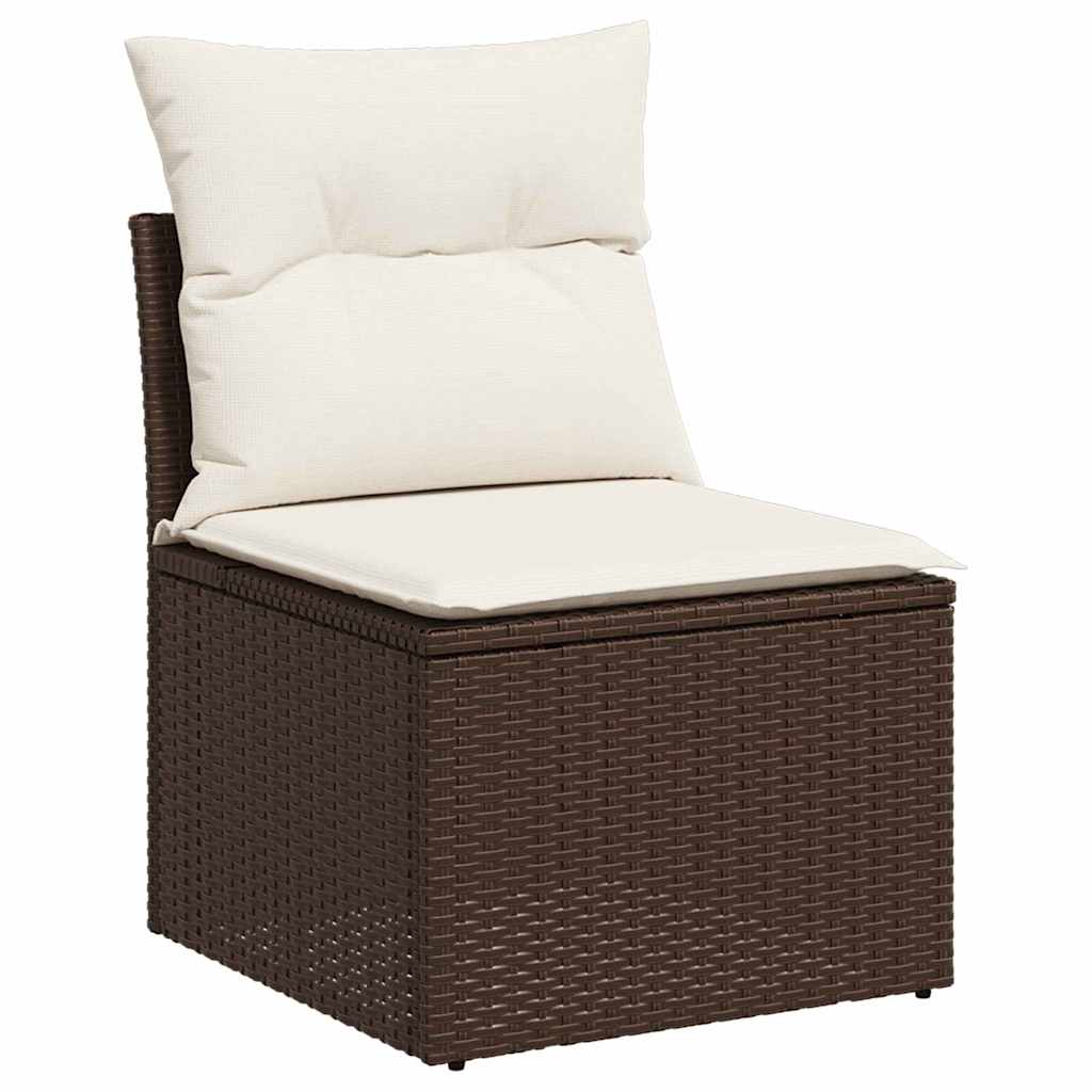 Tuin Sofa Set 9 st Bruin en Crème poly rattan