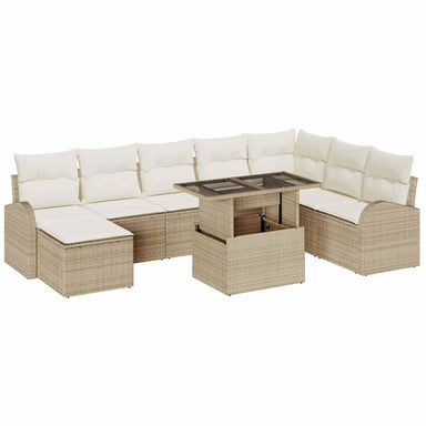 Tuin Sofa Set 9 st Beige en Crème poly rattan