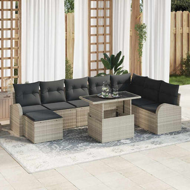 Tuin Sofa Set 9 st Lichtgrijs poly rattan
