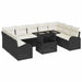 Tuin Sofa Set 10 st Zwart en Crème poly rattan