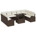Tuin Sofa Set 10 st Bruin en Crème poly rattan