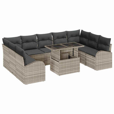 Tuin Sofa Set 10 st Licht Grijs en Grijs poly rattan