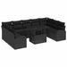 Tuin Sofa Set 10 st Zwart poly rattan