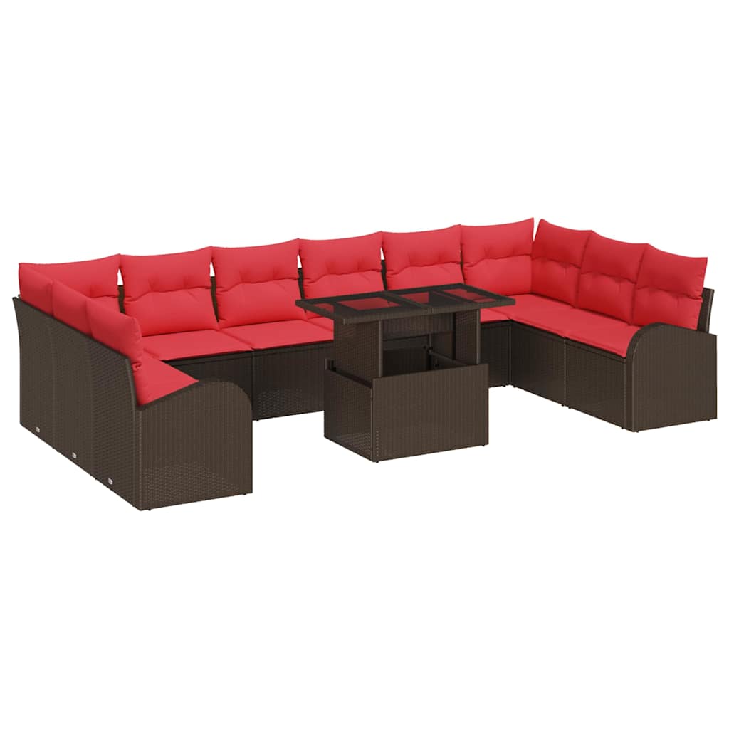 Tuin Sofa Set 11 st 10-Aantal zitplaatsen Bruin poly rattan