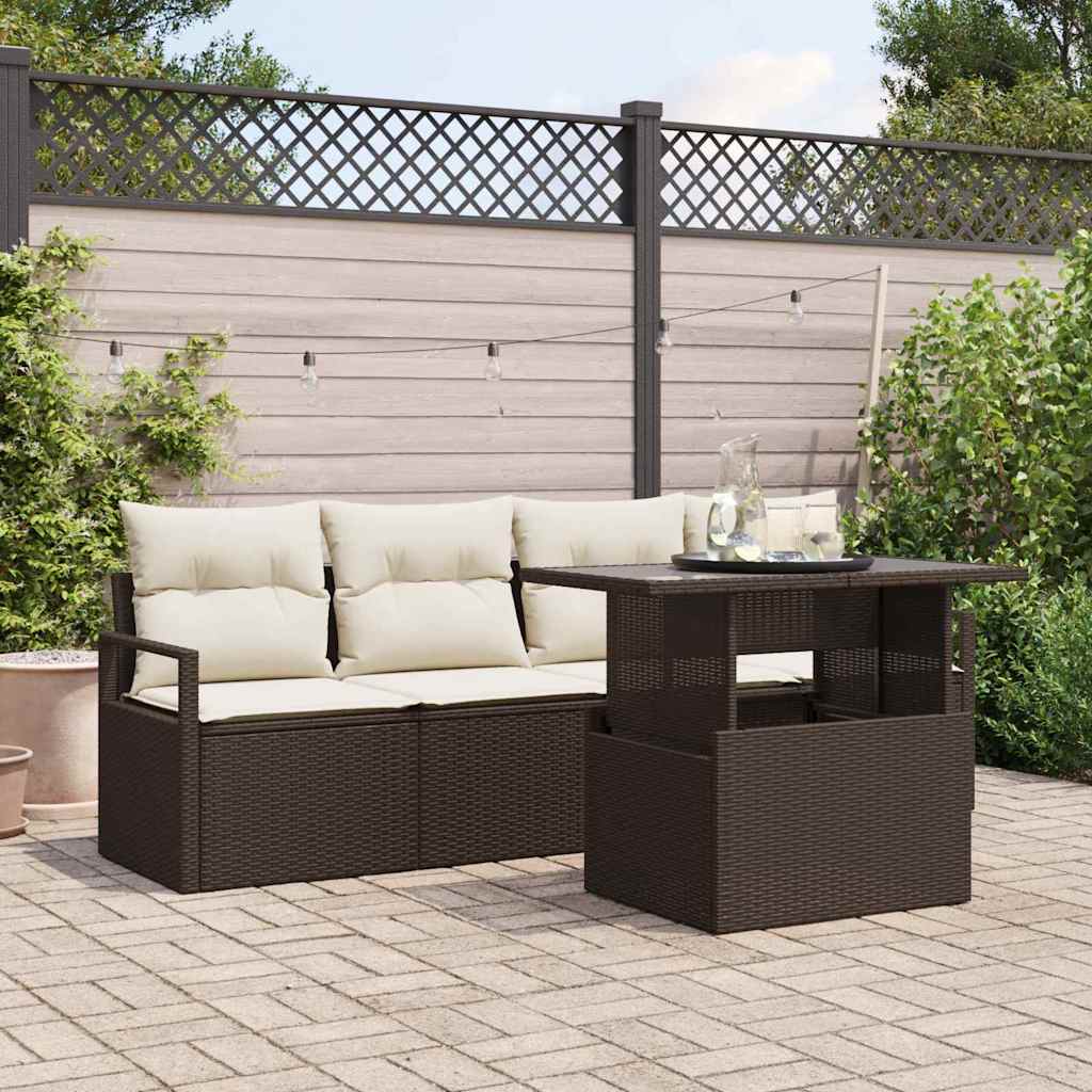 Tuin Sofa Set 5 st 4-Aantal zitplaatsen Bruin poly rattan
