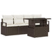Tuin Sofa Set 5 st 4-Aantal zitplaatsen Bruin poly rattan