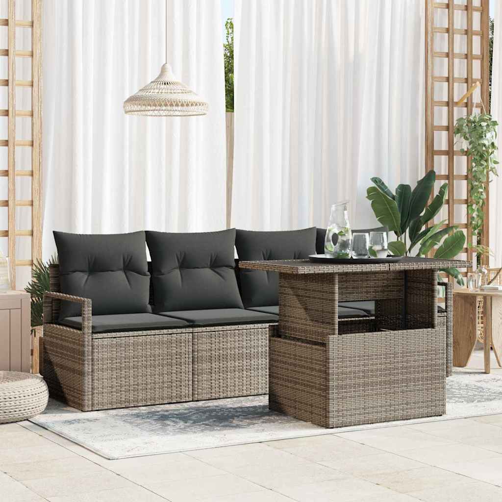 Tuin Sofa Set 5 st 4-Aantal zitplaatsen Grijs poly rattan
