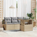 Tuin Sofa Set 5 st 4-Aantal zitplaatsen Beige poly rattan