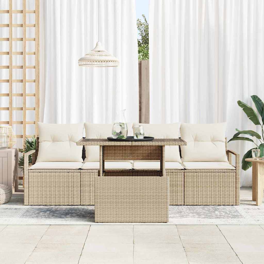 Tuin Sofa Set 5 st 4-Aantal zitplaatsen Beige en Crème