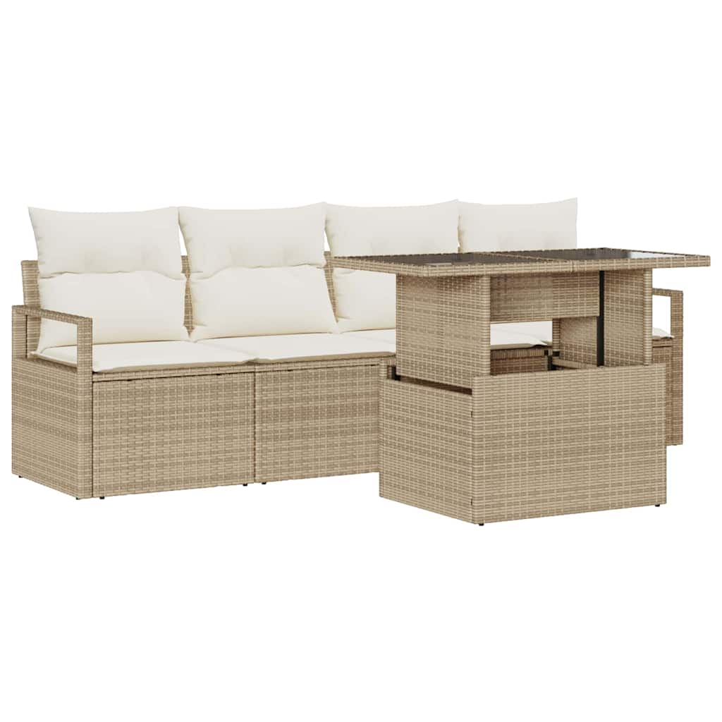 Tuin Sofa Set 5 st 4-Aantal zitplaatsen Beige en Crème