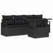 Tuin Sofa Set 5 st 4-Aantal zitplaatsen Zwart poly rattan