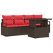 Tuin Sofa Set 5 st 4-Aantal zitplaatsen Bruin en Rood
