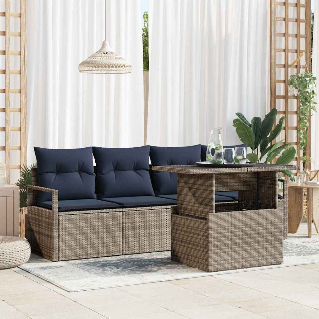 Tuin Sofa Set 5 st 4-Aantal zitplaatsen Grijs poly rattan