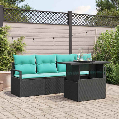 Tuin Sofa Set 5 st 4-Aantal zitplaatsen Zwart poly rattan